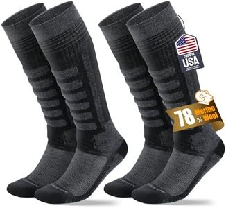 SAMSOX 2-Pair Merino Wool Ski Socks, Gray/Black XL