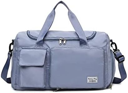 Womens Travel Bag Duffel Bag, Lightweight Double Shoulder Strap&Capacity Sports Tote Gym Bag,Weekender Overnight Bag with Wet Pocket for Women (Azure)