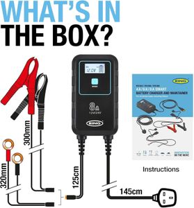 Ring SmartCharge 8A Car Battery Charger & Maintainer – Lithium, Lead Acid, AGM Compatible