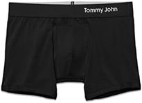 Tommy John Men’s Trunk 4" Underwear, Cool Cotton Underwear with Supportive Contour Pouch, Dry Pima Cotton Blend Soft Breathable Waistband Mens Cotton Boxer Briefs Mesh Quick Dry (Black, XXL)