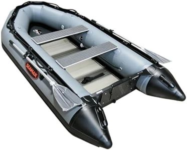 Seamax Upgraded Heavy Duty Ocean320 10.5ft Inflatable Boat with 24mm Aluminum Floor, Rivet-Free Design,V Bottom, Max Support 15HP Motor (Dark Grey)