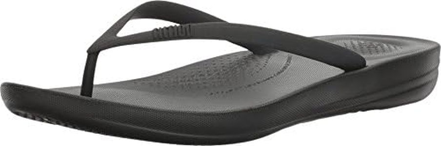 FitFlop iQushion Ergonomic Flip Flop Women's Sandals, All Black, 9 US