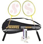 Silver's Micro Badminton Kit (2 Racquets with Full Cover, 1 Box Feather Shuttlecock Pack of 3), Multicolor