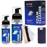 BYTEX Shoe Cleaning Kit White Sneaker Cleaner 150 ML Foam Spray with Additional 100 ML Refill +Brush +Microfiber Towel for Instant Clean | Suitable for Sneaker, Nubuck, Canvas,Trainers & Sports Shoes