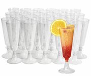 MATANA 50 5 Oz Silver Glitter Plastic Champagne Flutes Mimosa Flutes Champagne Tumblers Wedding Anniversary Garden BBQ Cocktail Party Reusable and Recyclable