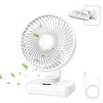 MERTTURM USB Desk Fan, Mini Portable Cooling Table Fan with 4 Speeds, 4000mAh Rechargeable Battery Operated Small Quiet Desktop Fan, 360° Adjustment Personal Silent Fan for Home Office Outdoor Travel