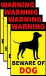 VAAIMAI Warning Beware of Dog Sign Board 3mm Form Board Sheet Sticker 8X12 Inch Yellow, Pack of 4