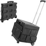 ITHWIU Portable Utility Rolling Folding Cart Shopping Trolley Wheel Box with Canvas Mobile Organizer Bag, for Travel Shopping Luggage Teacher Office Use