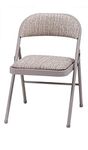 Bravich Deluxe Grey Beige Fabric Cushion Folding Chair. Padded Seat, Comfortable Foldable Chairs For Desk, Office, Dressing Table, Extra Seat. Easy Fold & Storage For Any Room- 43.5 x 46 x 79.5 cm