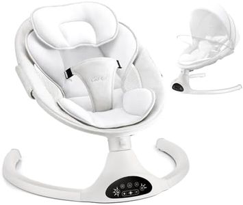Electric Baby Swing for Infants | Portable Indoor Rocker With Remote Control, 5 Sway Speeds, 1 Seat Position, 10 Music and Bluetooth (White)