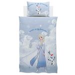 Disney Home Frozen Reversible Two Sided Duvet Cover Set, 100% Cotton, Single Size, 2 Pieces, Multi Coloured, 135x200cm + 50x70cm (54" x 79" inches)