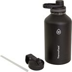 ThermoFlask Double Wall Vacuum Insulated Stainless Steel Water Bottle with Two Lids, 1.9 Liter / 64 Ounce, Black