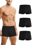 Hoerev Men Bamboo Fibre Boxer Shorts Trunks Underwear Pack of 3,3Black,L