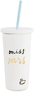 Kate Spade New York Bridal Insulated Tumbler with Reusable Straw, 20 Ounces, Miss to Mrs. (White)