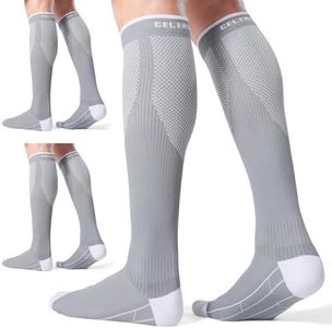 CelerSport 3 Pairs Compression Socks for Men and Women 20-30 mmHg Running Support Socks, Grey (3 Pack), XX-Large