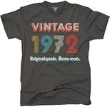 GunShowTees 52nd Birthday Gift | 1972 Vintage Original Parts | Funny 70s Retro Inspired Graphic Tee Shirt, Grey, Medium