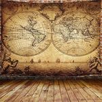 JAWO Old World Map Tapestry, Vintage Wanderlust Pirate Map Tapestry Wall Hanging For Bedroom, Historical Atlas Tapestries Poster Beach Blanket College Dorm Home Decor (71W X 60H)