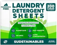 Sudstainables Eco Friendly Laundry Detergent Sheets - 200 Count, Unscented, Plastic Free, Zero Waste, Ultra Cleaning Strength, Sensitive Skin Safe, Saves Space