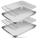 EMDMAK 4 Piece Baking Sheets with Cooling Rack Set,12.5 x 9.5 x 1 Inch Stainless Steel Cookie Sheet and Wire Rack for Baking,Dishwasher Safe