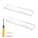 24 Inch Clear Floating Shelves 2 Pack Acrylic Shelves Invisible Floating Wall Ledge Bookshelf, Jansburg 5MM Thick Kids Book Display Shelves Wall Mounted Bathroom Kitchen Organizer