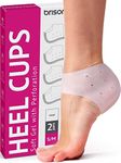 Gel Heel Cups for Men Women - Reusable Soft Silicone Heel Cushion Sleeve Protectors - Foot Care Socks Reduce Pain from Plantar Fasciitis Achilles Tendonitis - 2 Pairs