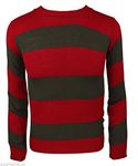 Wicked Fun Mens Stripe Long Sleeve Freddie Jumper (Large, Red & Green)