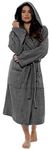 CityComfort Ladies Robe Luxury Terry Towelling Cotton Dressing Gown Bathrobe Highly Absorbent Women Hooded and Shawl Towel Bath Wrap (M, Charcoal Grey)