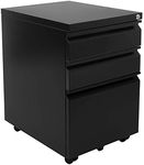 Mount-It! 3 Drawer File Cabinet with Lock and Wheels, Under Desk Storage Filing Cabinet for Home Office, Small Rolling File Cabinet for Legal, Letter, and A4 Files in Black