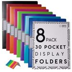 Ziffs Office® 8 x 30 Pocket A4 Display Folders - A4 Display Folders with Plastic Pockets - A4 Folder - Display Book - Presentation Folders - 250 Sticky Labels Included - Project Folder - British Brand