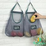 LAGET® Hanging Storage Mesh Bags 2pc Wall Hanging Fruit Basket for Vegetable Storage Tote Bags for Garlics, Potatoes, Onions or Garbage