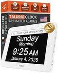 Robin Clock 2025 with Day and Date for Elderly, Clocks for Seniors, Dementia Clock, Digital Calendar Elderly, Bedside Clocks Seniors, Alzheimers Products, Dementia Clocks Extra Large, White