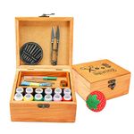 Leopardprintfans Mini Professional Wooden Sewing Basket and Sewing Kit Set with Wooden Box Premium Sewing Kit Accessories for DIY Beginners Emergency Home Travel