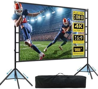 Forubar Projector Screen and Stand, Portable Projector Screen Outdoor Projector Screen 16:9 4K HD Rear Front Movie Screen with Carry Bag Wrinkle-Free for Home Theater Backyard Cinema (100 inch)