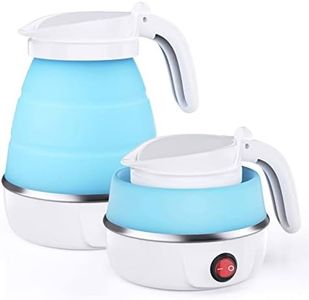 Foldable Electric Kettle, Camping Kettle, Mini Travel Kettle, Silicone Electric Water Boiler, Tea, Coffee Kettle, Collapsible Kettle with Separable Power Cord for Outdoor Hiking Camping—Blue