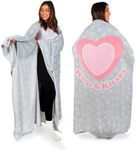 Adult Wearable Blanket with Sleeves - Wearable Blanket Adult - Wearable Blankets for Women - Cozy Gifts for Women and Men, Gifts for Girlfriend - Gifts for Mom - Birthday Gifts for Women Heart Pink