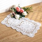 Eiyye 2-Pieces Handmade Cotton Crochet Doilies Lace Table Placemats 10.5 x17 Inch Rectangle (White)