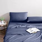 Mayfair Linen 100% Viscose Derived from Bamboo Sheets Full - 4 Piece Bamboo Viscose Sheets for Full Size Bed, Silky Soft, Organic Cooling Sheet Set, Fits Upto 18" Mattress - Navy Blue Luxury Sheet