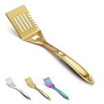 Evanda Gold Grill Spatula, Stainless Steel Titanium Golden Plating Multifunction Barbecue Turner, Sturdy and Durable Handle, Heat Resistant, Great for Outdoor BBQ, Teppanyaki, Camping