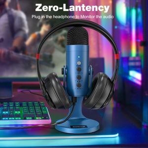 zealsound USB Condenser Microphone – Blue Gaming Mic for PC, PS5, Streaming, Podcast