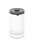 Brabantia - Laundry Bin - Handsfree Plastic Lid - Portable Laundry Bag Inside - Quick-drop Opening - Basket with Ventilation Holes - Non-Scratching Bottom - Corrosion Resistant - White - 60L