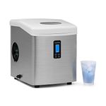 Klarstein Mr. Silver Frost Ice Maker - Ice Machine, 150W, 3.3L Tank, Tasteless Plastic Lining, Pump System, Easy-to-Clean, Low Operating Noise, Backlit LCD Display, Stainless Steel, White