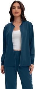 GGEH Scrub Jacket for Women, Zip Front Warm-up Uniform Coat with 4 Pockets, Ultra Soft and Durable