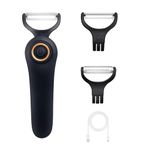 Electric Peeler Orbital Vegetable Peeler with Stainless Steel Multi-Functional Blades USB Rechargeable PL907E (Black)