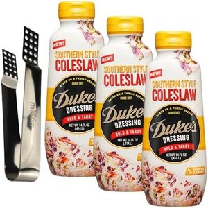 DUKE'S Salad Dressing- Southern Style Coleslaw Dressing, Includes Moofin Silver SS Tea Bag Squeezer, Creamy Tangy Coleslaw Salad Topper, 14 fl oz Pack of 3