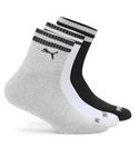 Puma Unisex-Adult Cotton Ankle Length Socks 3P, White-Black-Medium Gray Heather, 39/42 (68666601)