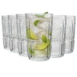 Bormioli Rocco Romantic Set Of 6 Cooler Glasses, 16 Oz. Clear Crystal Glass, Made In Italy.