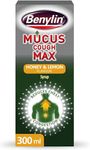 Benylin Mucus Cough Max - Honey & Lemon Flavour – Helps Reduce Cough Intensity from Day 1 - Cough Medicine for Adults - 100 mg/5 ml Syrup, 300 ml (Pack of 1)