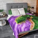 Dawhud Direct T-Rex Fleece Blanket for Bed 75" x 90" Queen Size Jurassic Fleece Throw Blanket for Boys, Men, Unisex and Kids Super Soft Plush Dinosaur Blanket Throw Fleece Blanket Animal Blanket