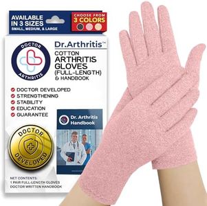 Doctor Developed Compression Gloves, Hand Compression Gloves for Arthritis Pain Relief, Cotton Arthritis Gloves for Women & Men With Doctor Handbook (S, Pink)