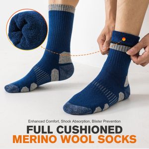 Niorasen Merino Wool Hiking Socks, Thick Cushioned Crew, 3 Pairs Unisex